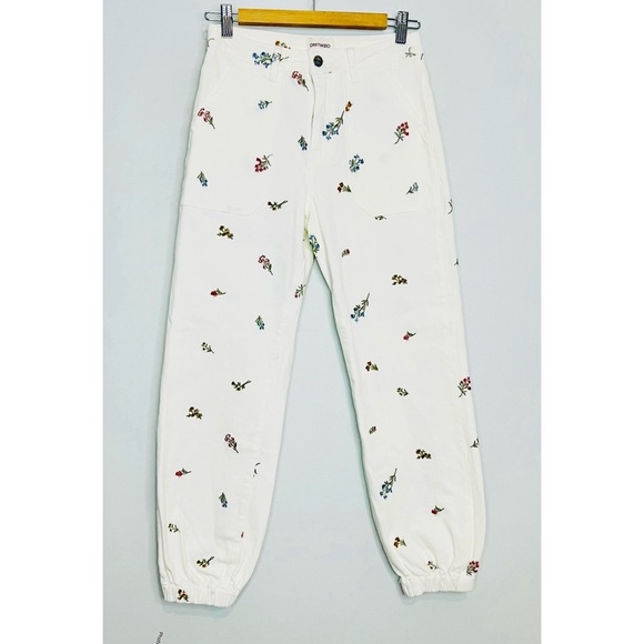 Anthropologie Driftwood floral embroidery high rise jogger size 25 - Picture 1 of 7
